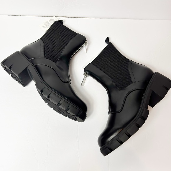 MYSOFT BLACK ANKLE BOOTS WOMEN ZIP SYNTHETIC LEATHER BOOTS SIZE 9 NEW WITH BOX - Picture 3 of 9